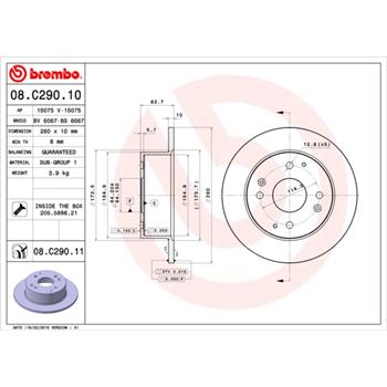 discos de freno coche - Disco de freno BREMBO 08C29010