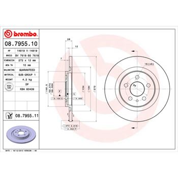 discos de freno coche - Disco de freno BREMBO 08795510