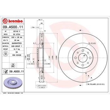 discos de freno coche - Disco de freno BREMBO 09A50011