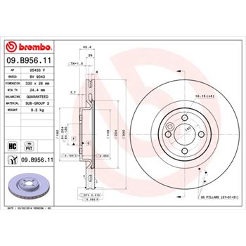 discos de freno coche - Disco de freno BREMBO 09B95611