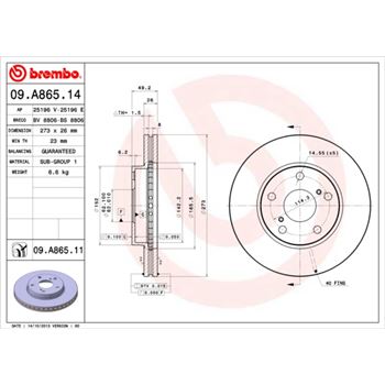 discos de freno coche - Disco de freno BREMBO 09A86514