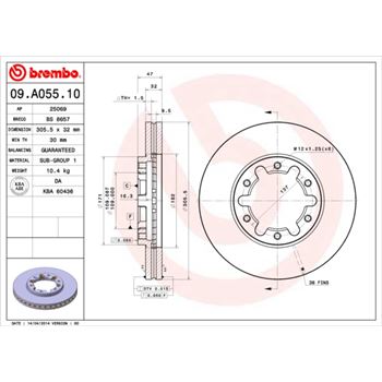 discos de freno coche - Disco de freno BREMBO 09A05510