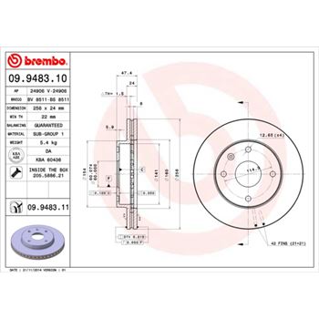 discos de freno coche - Disco de freno BREMBO 09948310