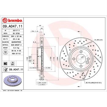 discos de freno coche - Disco de freno BREMBO 09A04711