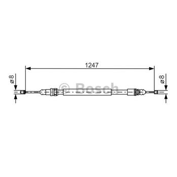 palancas cables frenado - Cable de accionamiento, freno de estacionamiento BOSCH 1987477473