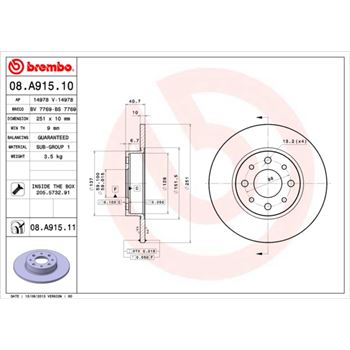 discos de freno coche - Disco de freno BREMBO 08A91510