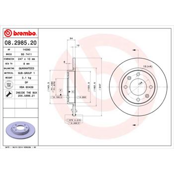 discos de freno coche - Disco de freno BREMBO 08298520