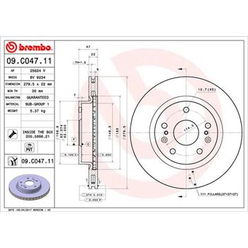 discos de freno coche - Disco de freno BREMBO 09C04711