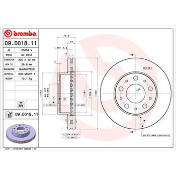 discos de freno coche - Disco de freno BREMBO 09D01811