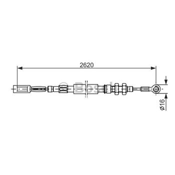 palancas cables frenado - Cable de accionamiento, freno de estacionamiento BOSCH 1987477421