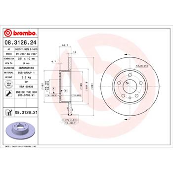 discos de freno coche - Disco de freno BREMBO 08312624