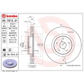 discos de freno coche - Disco de freno BREMBO 09781221