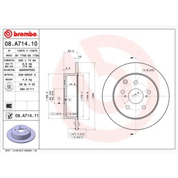discos de freno coche - Disco de freno BREMBO 08A71410