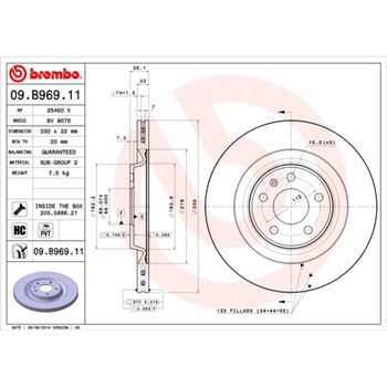 discos de freno coche - Disco de freno BREMBO 09B96911