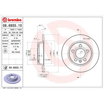 discos de freno coche - Disco de freno BREMBO 08693510