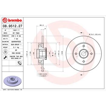 discos de freno coche - Disco de freno BREMBO 08951227