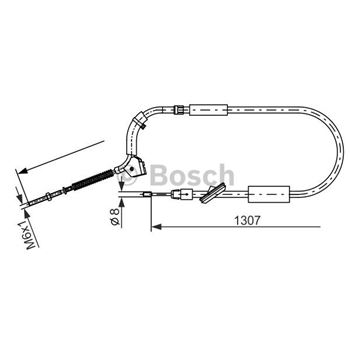 palancas cables frenado - Cable de accionamiento, freno de estacionamiento BOSCH 1987477223