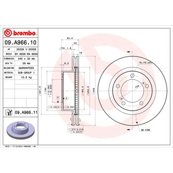 discos de freno coche - Disco de freno BREMBO 09A96610
