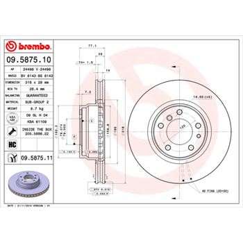 discos de freno coche - Disco de freno BREMBO 09587510