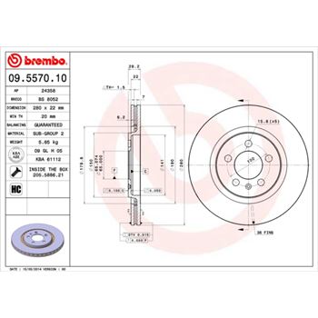 discos de freno coche - Disco de freno BREMBO 09557010