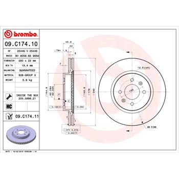discos de freno coche - Disco de freno BREMBO 09C17410