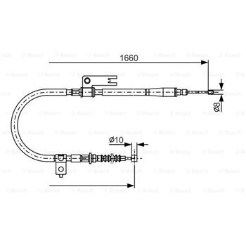 palancas cables frenado - Cable de accionamiento, freno de estacionamiento BOSCH 1987482153