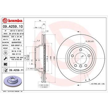 discos de freno coche - Disco de freno BREMBO 09A25910
