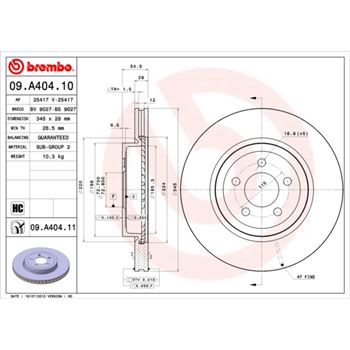 discos de freno coche - Disco de freno BREMBO 09A40410