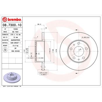 discos de freno coche - Disco de freno BREMBO 08730010