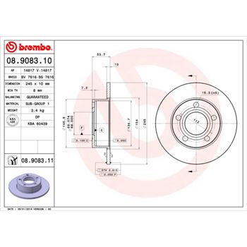discos de freno coche - Disco de freno BREMBO 08908310
