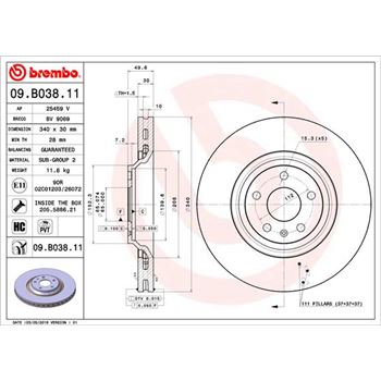 discos de freno coche - Disco de freno BREMBO 09B03811