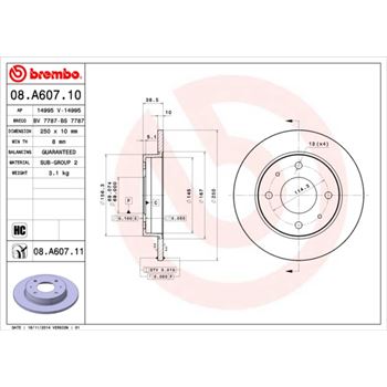 discos de freno coche - Disco de freno BREMBO 08A60710