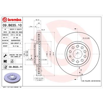 discos de freno coche - Disco de freno BREMBO 09B63510