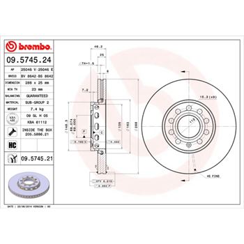 discos de freno coche - Disco de freno BREMBO 09574524