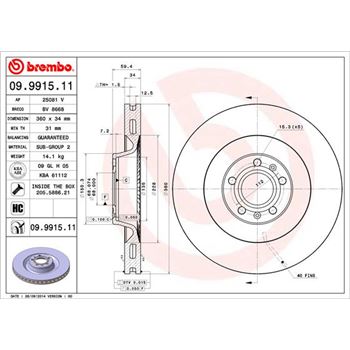 discos de freno coche - Disco de freno BREMBO 09991511