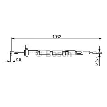 palancas cables frenado - Cable de accionamiento, freno de estacionamiento BOSCH 1987477346