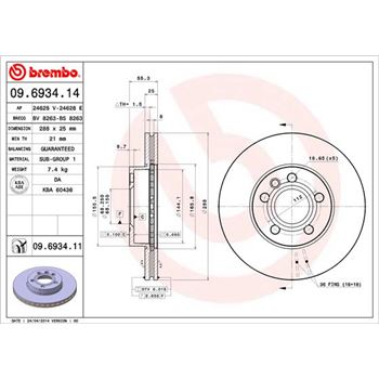 discos de freno coche - Disco de freno BREMBO 09693414