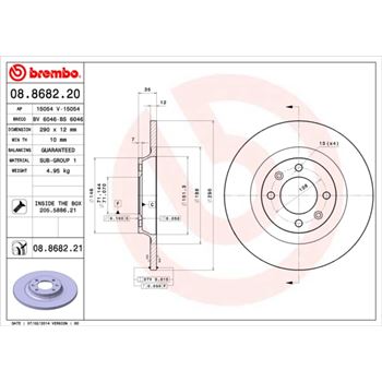discos de freno coche - Disco de freno BREMBO 08868220