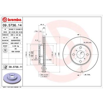 discos de freno coche - Disco de freno BREMBO 09573614