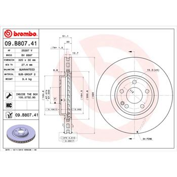 discos de freno coche - Disco de freno BREMBO 09B80741