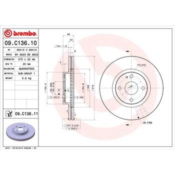 discos de freno coche - Disco de freno BREMBO 09C13610
