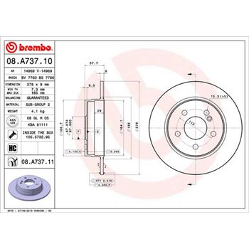 discos de freno coche - Disco de freno BREMBO 08A73710