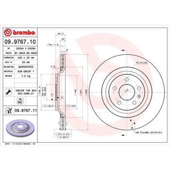 discos de freno coche - Disco de freno BREMBO 09976710