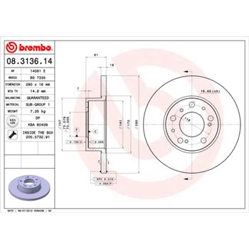 discos de freno coche - Disco de freno BREMBO 08313614