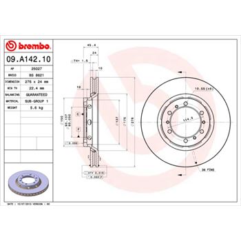 discos de freno coche - Disco de freno BREMBO 09A14210