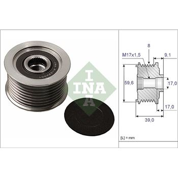 piezas sistema electrico - Rueda libre alternador INA 535 0049 10