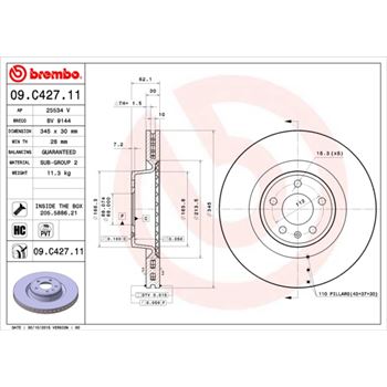 discos de freno coche - Disco de freno BREMBO 09C42711