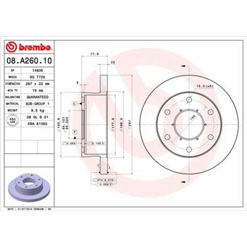 discos de freno coche - Disco de freno BREMBO 08A26010