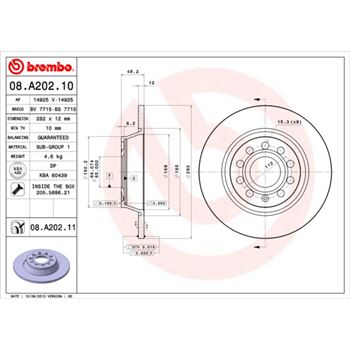discos de freno coche - Disco de freno BREMBO 08A20210