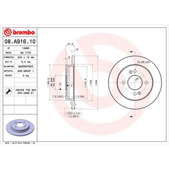 discos de freno coche - Disco de freno BREMBO 08A91610